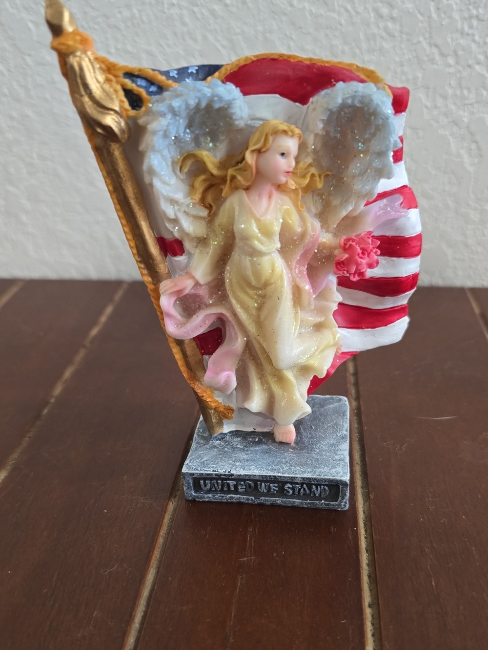 Patriotic Angel Figurine with American Flag